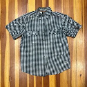 Harley-Davidson Blue and White Checkered Casual Button Down Shirt